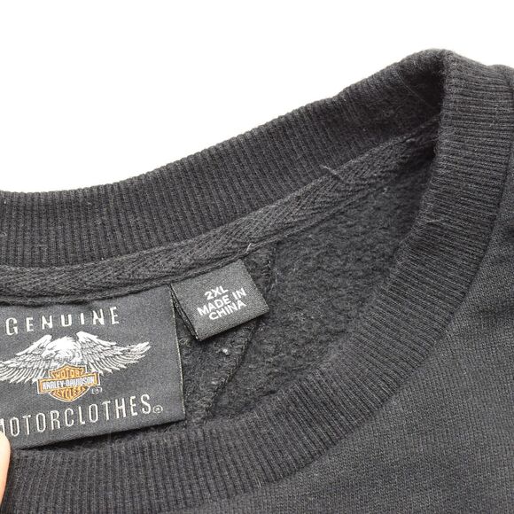 Harley Davidson Men Pullover Sweater Crew Neck Long Sleeve Cotton Black Size 2XL - Picture 7 of 8